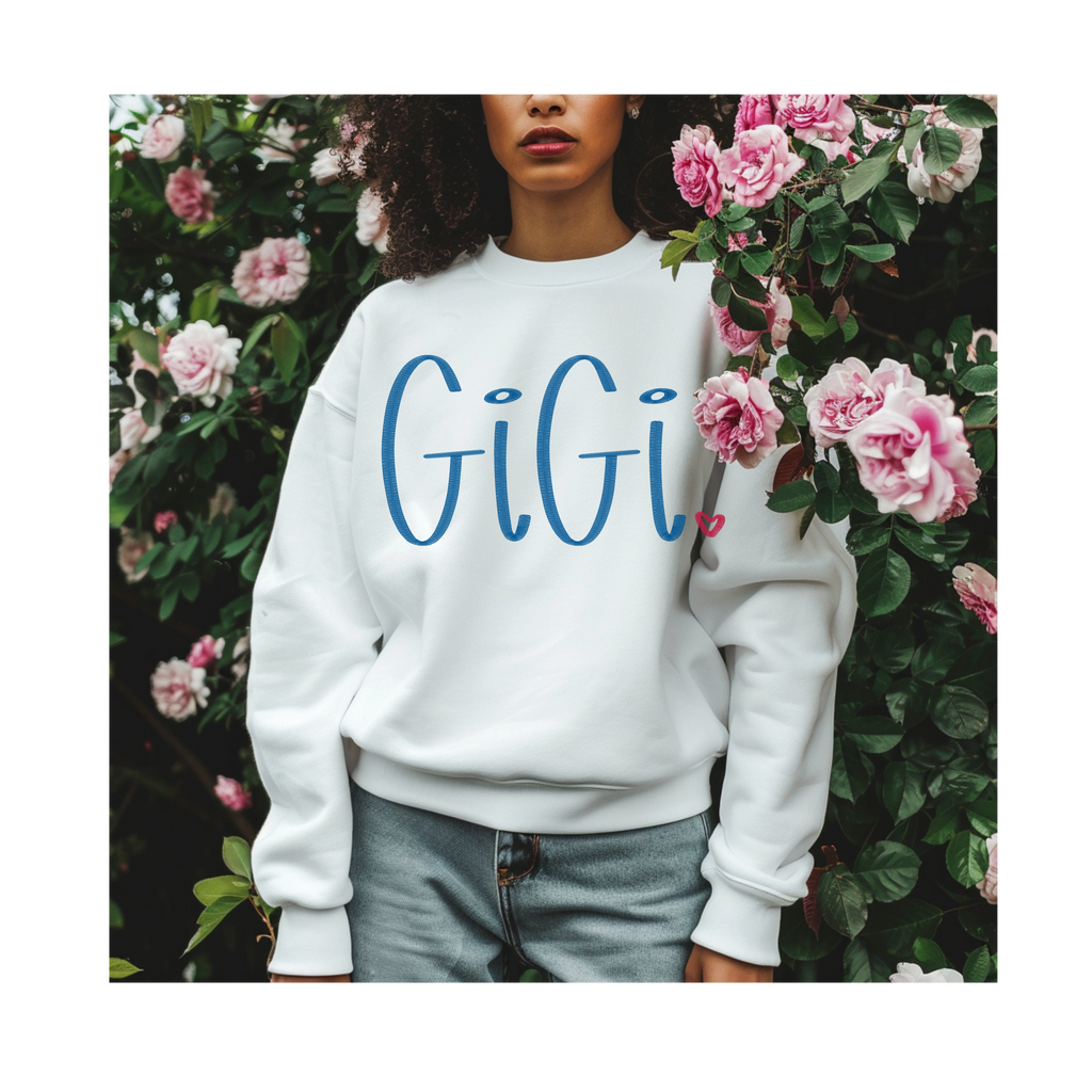 Gigi Embroidered Crewneck Sweatshirt, Personalized Grandma Gift, Cozy Custom Gigi Sweater, Mother’s Day or Christmas Gift