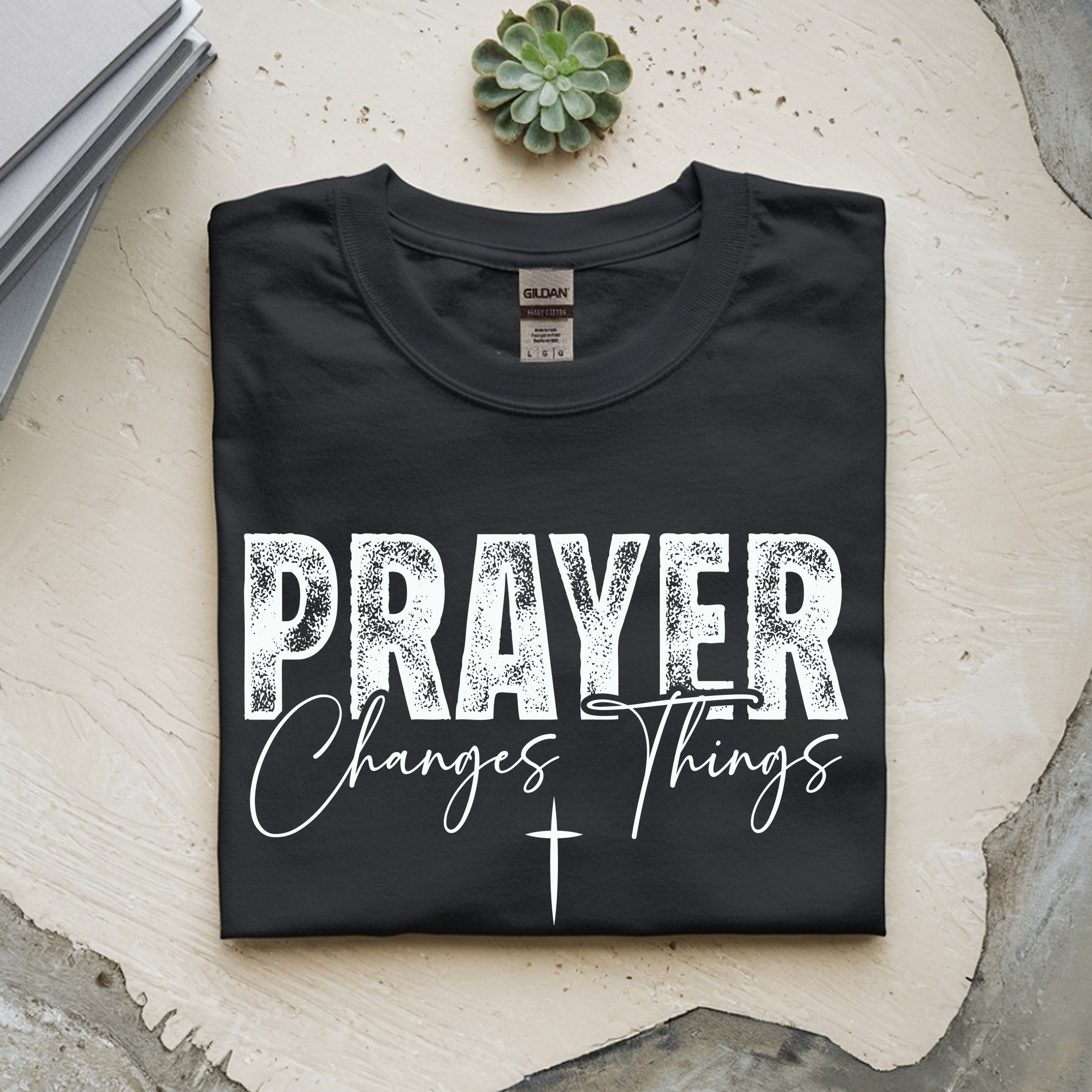 Prayer Changes Things Christian T-Shirt – Faith Based Shirt – Religious Shirt with Cross – Inspirational Christian Apparel