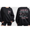 God Is Within Her She Will Not Fall Sweatshirt – Psalm 46:5 Christian Crewneck – Faith Based Women's Sweatshirt – Religious Gift for Women