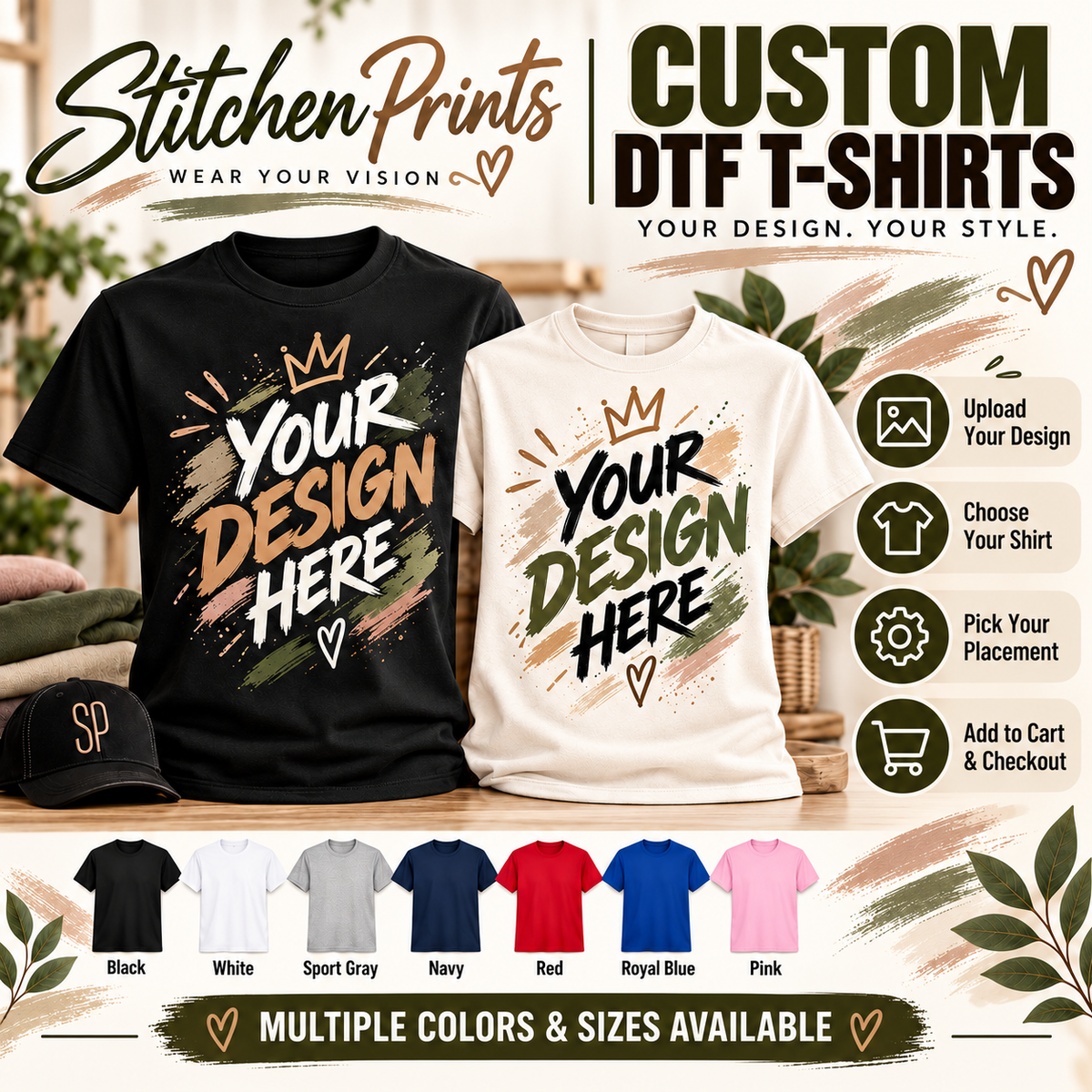 Custom DTF Apparel – T-Shirts, Sweatshirts & Hoodies