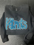 3D Puff Patriots Embroidered Sweatshirt – Premium Crewneck | Blue Black Varsity Style | Custom Sports Fan Apparel