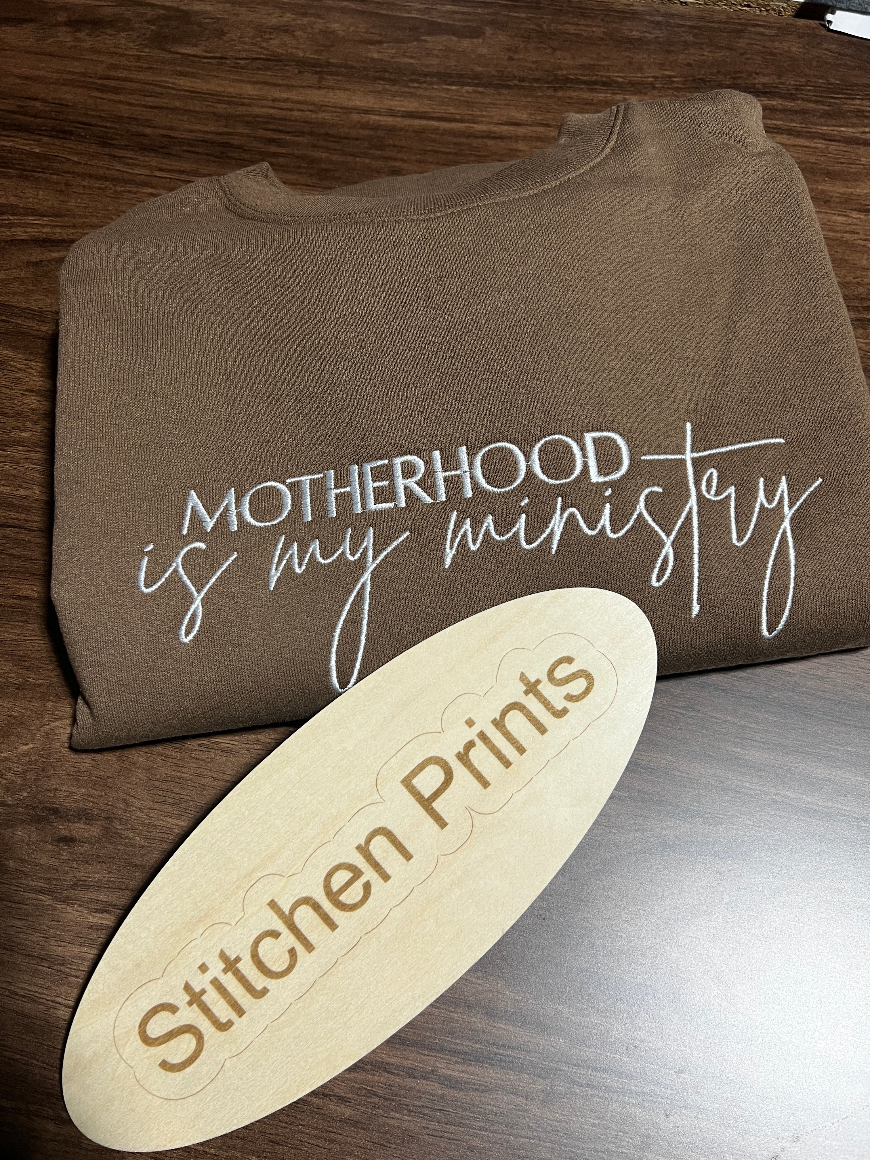 Motherhood Is My Ministry Embroidered Sweatshirt | Christian Mom Crewneck | Faith-Based Christian Apparel | Mother’s Day Gift