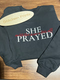 “She Prayed Until the Chains Fell Off” Embroidered Christian Sweatshirt | Faith Based Apparel | Inspirational Prayer Crewneck