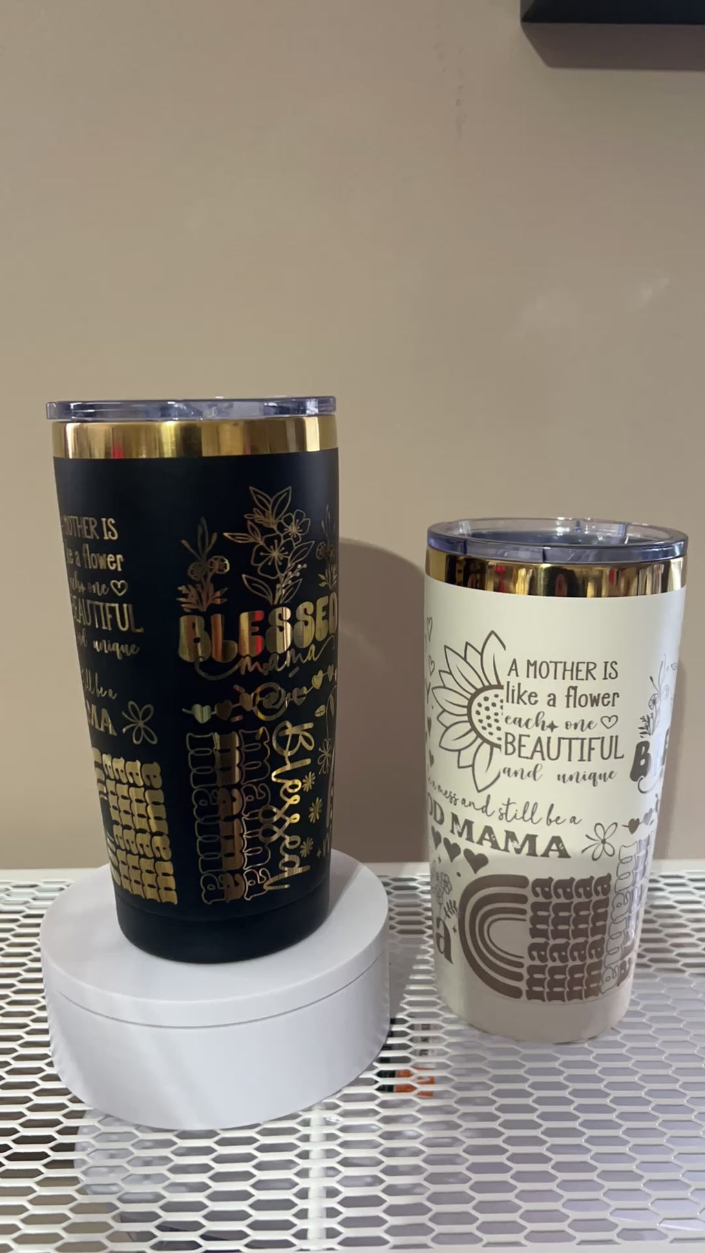 Luxury Mama Tumbler – Personalized Mom Cup | Gold Engraved Stainless Steel Travel Mug | Mother’s Day Gift | Custom Laser Engraved Tumbler